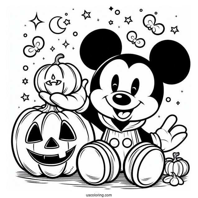 Mickey Mouse Pumpkin Coloring Page For Kids
