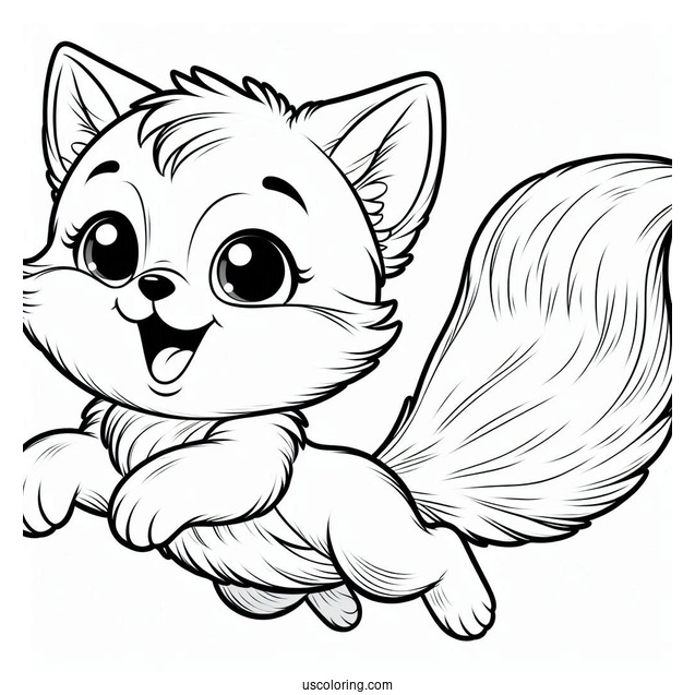 Excited Young Fox Coloring Page Leaping