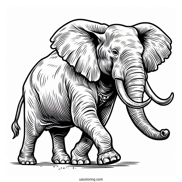 Big Elephant With Tusks Walking