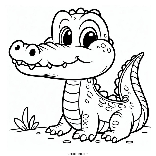 Smiling Crocodile Coloring Page