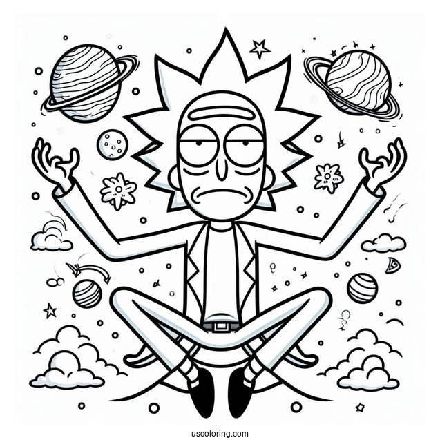 Rick and Morty Coloring Page Of Easy Rick Sanchez Outline For Preschoolers
