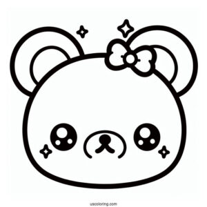 Full Page Cute Head Of Rilakkuma Coloring Page For Kids
