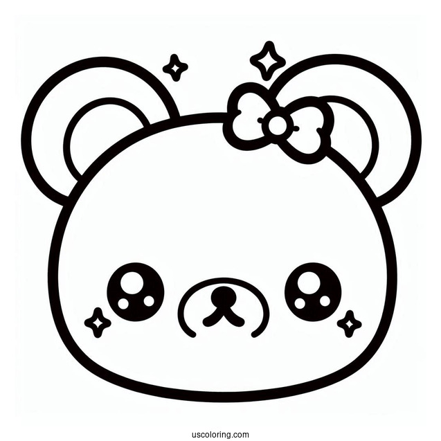 Full Page Cute Head Of Rilakkuma Coloring Page For Kids