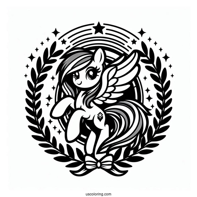 Beautiful Rainbow Dash Coloring Page With Cape And Laurel Wreath