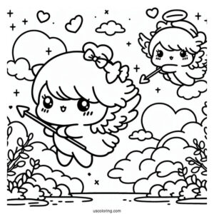 Sumikko Gurashi Coloring Page As Cupids In The Sky