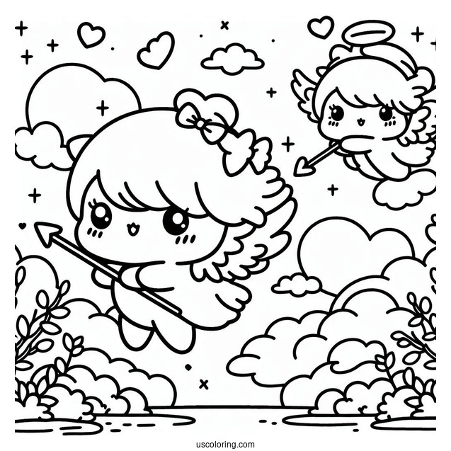 Sumikko Gurashi Coloring Page As Cupids In The Sky
