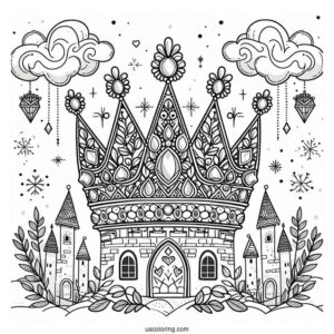 Bejeweled Crown Coloring Page In Winter Castle