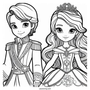 Sofia The First Coloring Page With Prince James, And Princess Amber