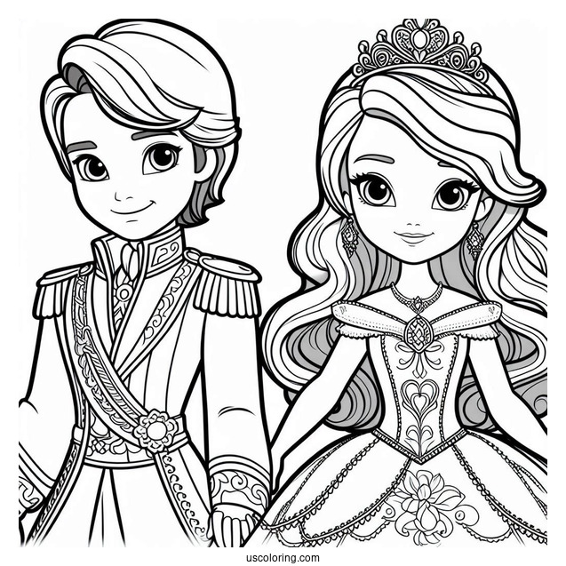 Sofia The First Coloring Page With Prince James, And Princess Amber