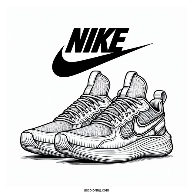 Nike Coloring Page Of Artistic Pair Of Shoes