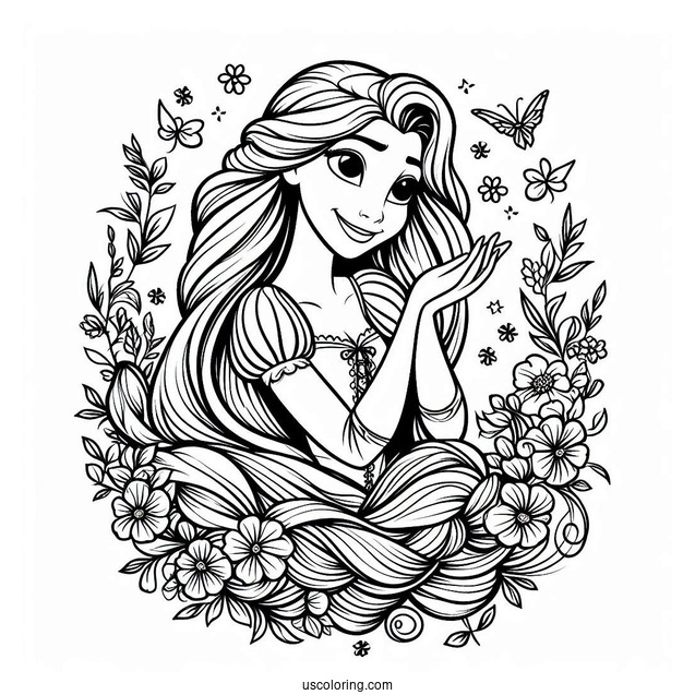 Easy Coloring Page Of Rapunzel