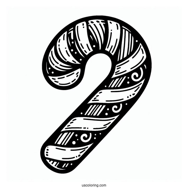 Coloring Sheet Of An Easy Candy Cane