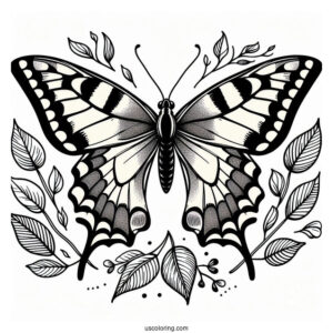 Simple Coloring Sheet Of Swallowtail Butterfly