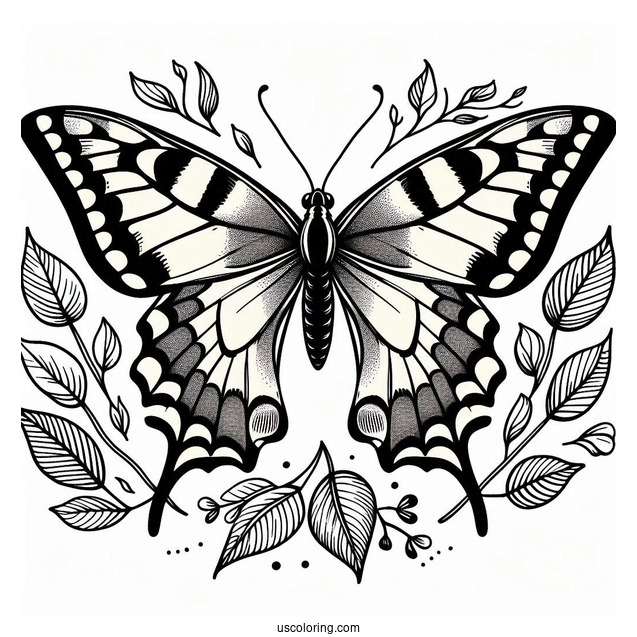Simple Coloring Sheet Of Swallowtail Butterfly