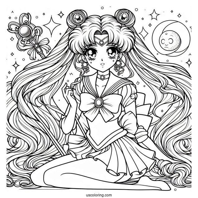 Detailed Coloring Sheet Of Sailor Guardians