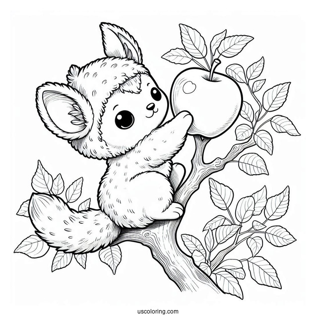 Pichu Coloring Page Climbing An Apple Tree