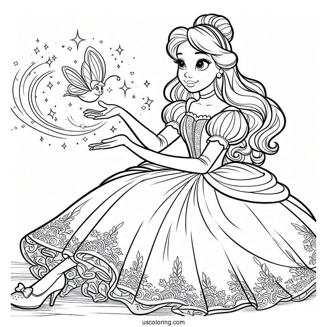 Cinderella And The Fairy Godmother Coloring Sheet