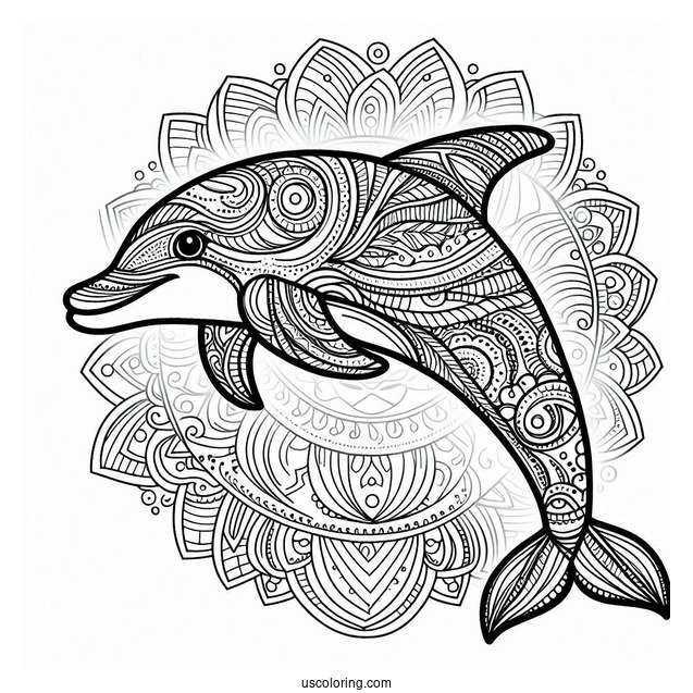 Mandala Dolphin Coloring Page For Adults