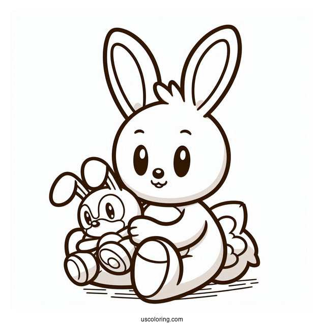 Cream the Rabbit Holding Toy Coloring In