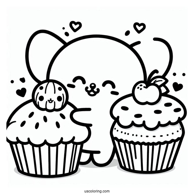 Pompompurin Hugging Muffin Coloring Page For Kids