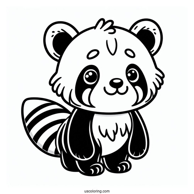 Simple Cartoon Red Panda To Color For Preschoolers