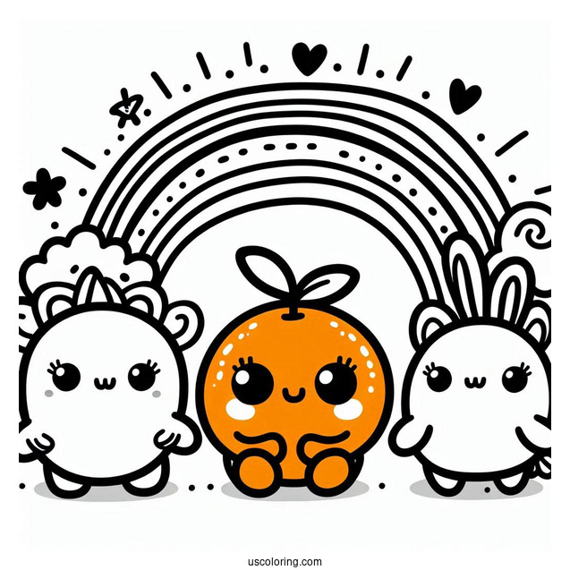 Easy Orange Rainbow Friends Coloring Page For Preschoolers