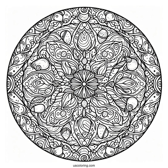 Pizza Mandala Coloring Page