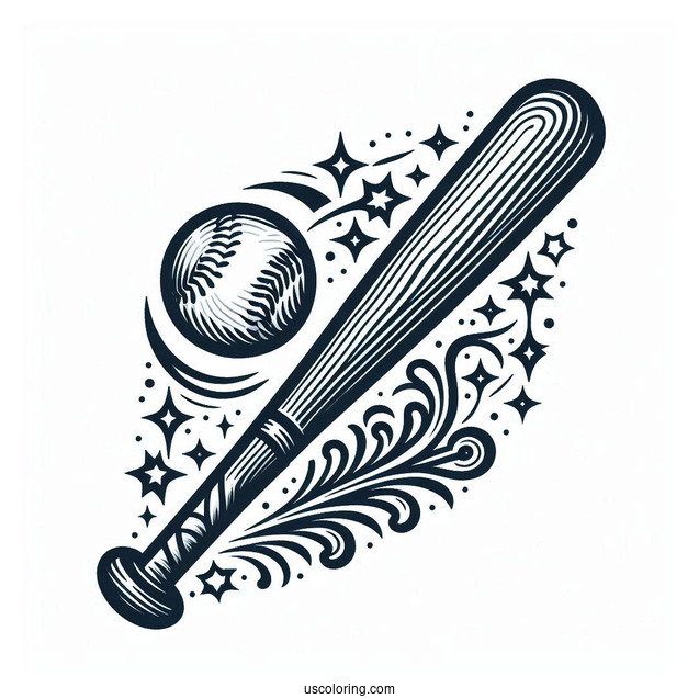 Baseball Bat Coloring Page