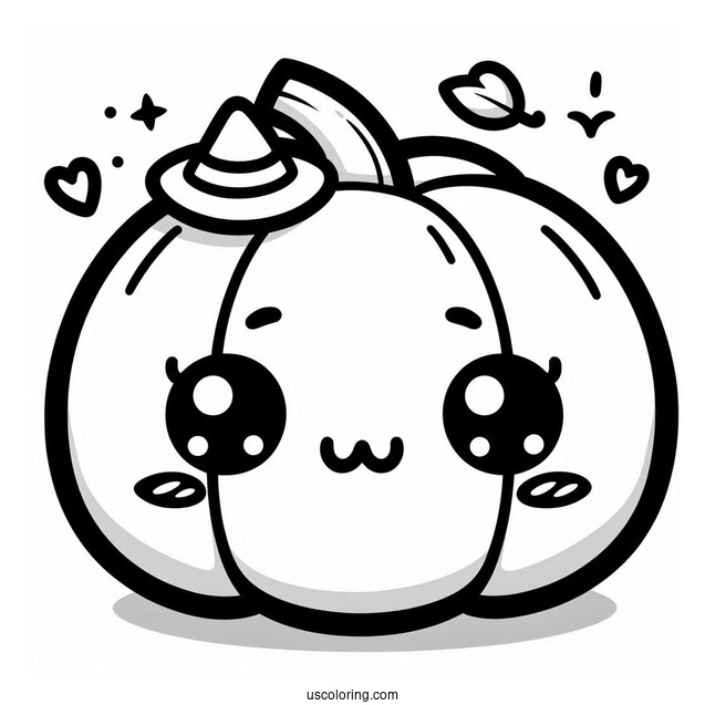 Blushing Cartoon Pumpkin Coloring Page
