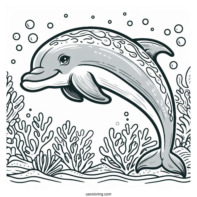 Easy Coloring Sheet For Dolphin For Preschoolers
