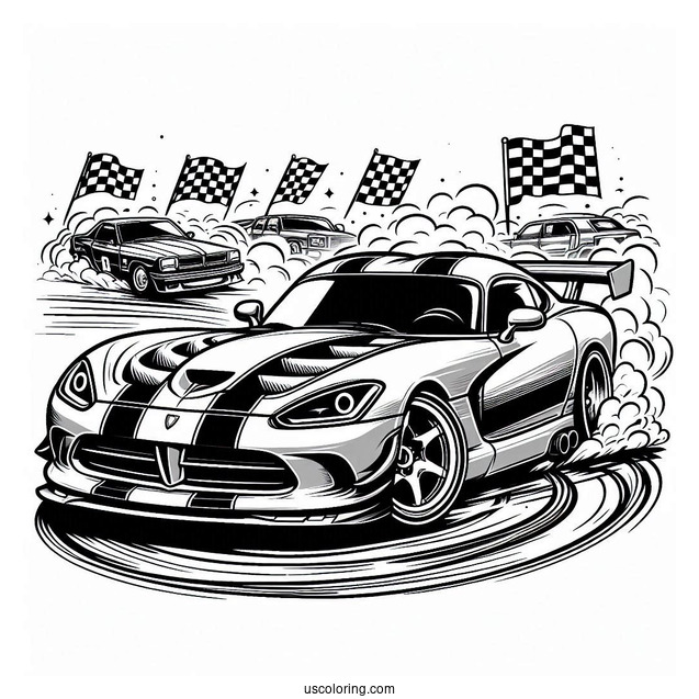 Dodge Viper Drifting Around Race Track
