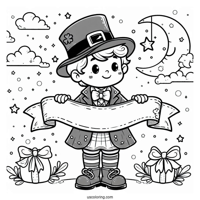 St. Patrick's Day Coloring Page Kids Holding Of A St Patrick s Day Banner