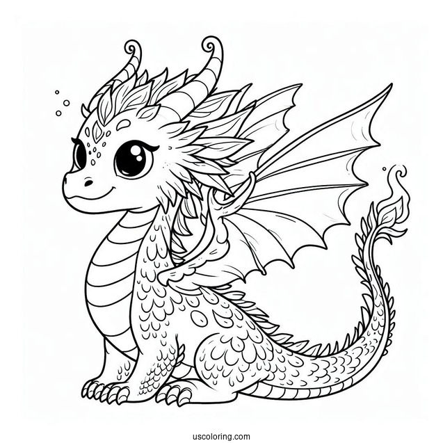 Super Cute Dragon To Color In
