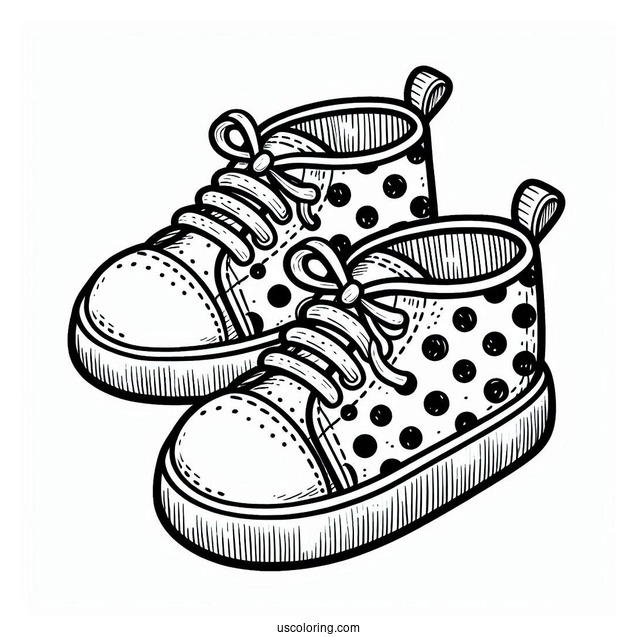 Polka Dots Toddler Shoes Coloring Page