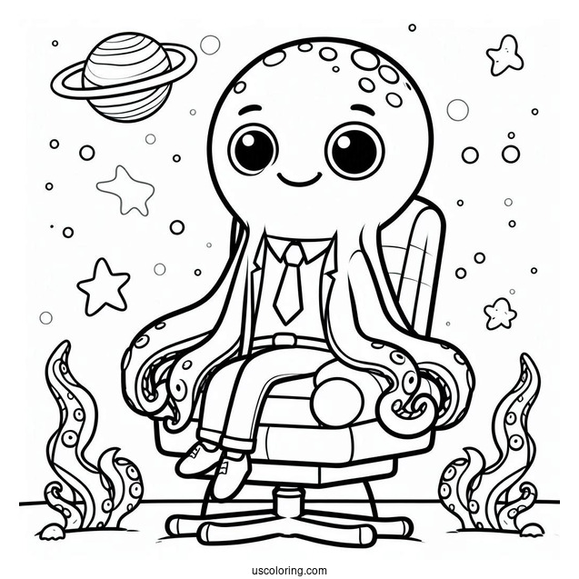 Octonauts Coloring Page Of Professor Inkling Octopus On Chair