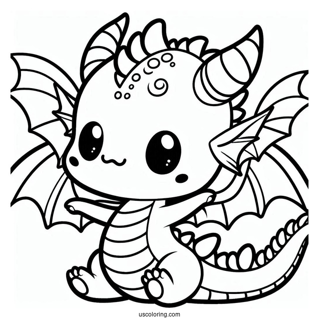 Kawaii Dragon To Color