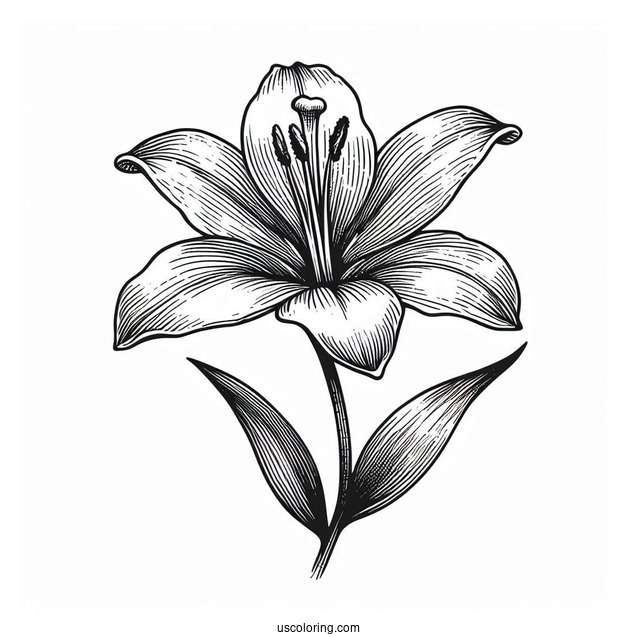 Flower Coloring Pages Of Single Easter Lily Flower
