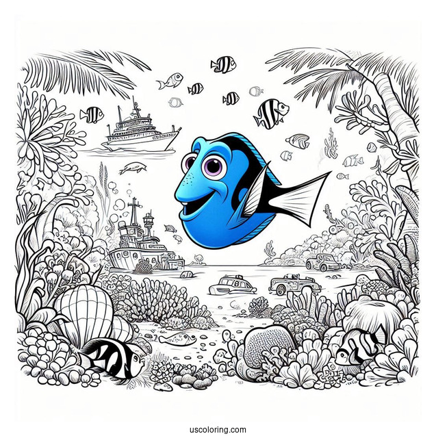 Pixar Coloring Page of Finding Dory Poster