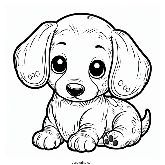 Cute Puppy Dachshund Coloring Page