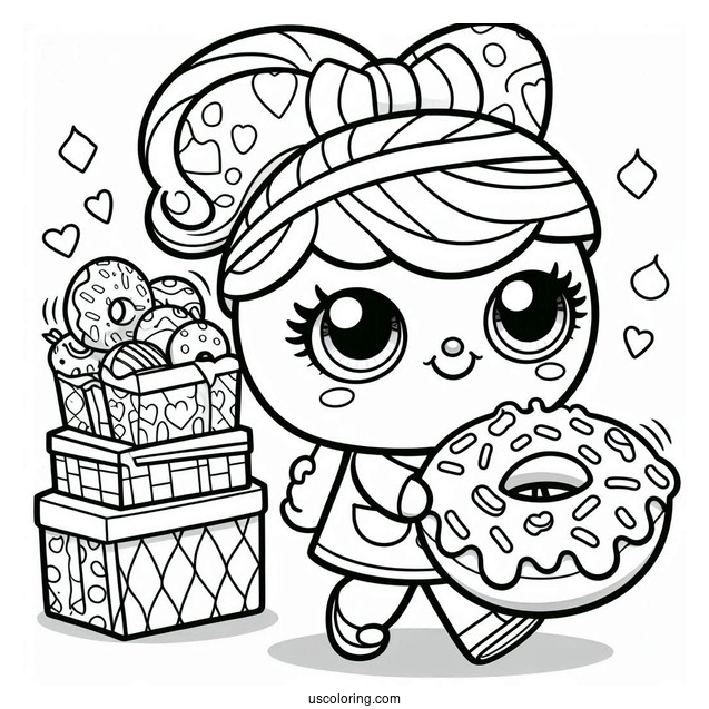 Easy Donnatina Shopkins Carrying Donuts To Color
