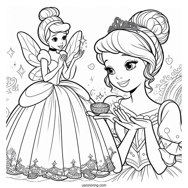 Cinderella And The Fairy Godmother Coloring Sheet