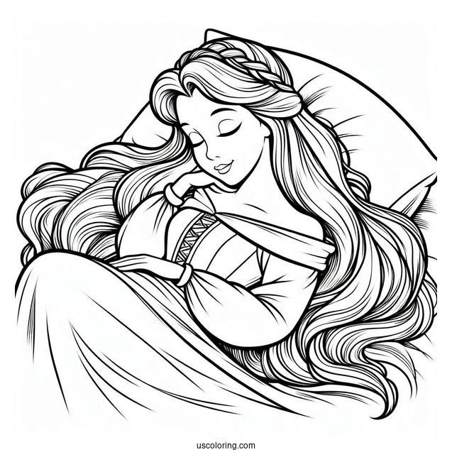 Young Sleeping Beauty Coloring Page Aurora For Kids