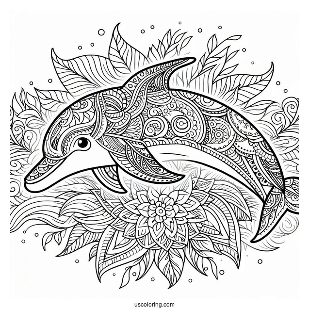 Mandala Dolphin Coloring Page For Adults