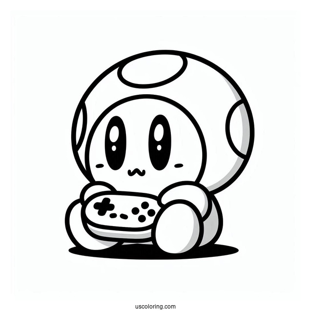 Shy Guy Coloring Page Playing Video Game Outline