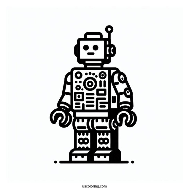 Simple Lego Robot Coloring Page For Kids