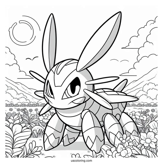 Heracross In A Field Coloring Sheet