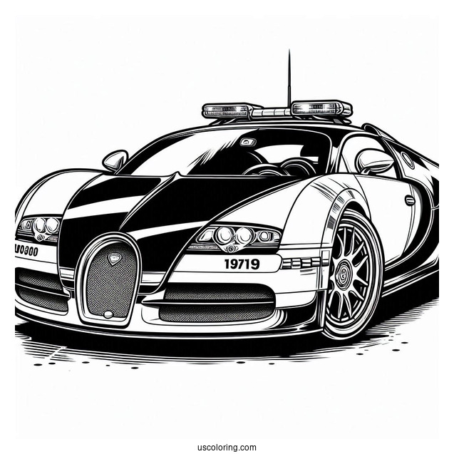 Bugatti Coloring Page Veyron Interceptor Police Car For Kids