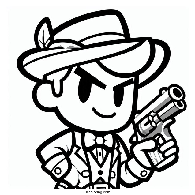 Brawl Stars Coloring Page Of Colt Smirking While Pointing Gun