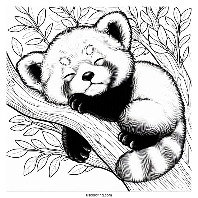 Red Panda Sleeping In Tree