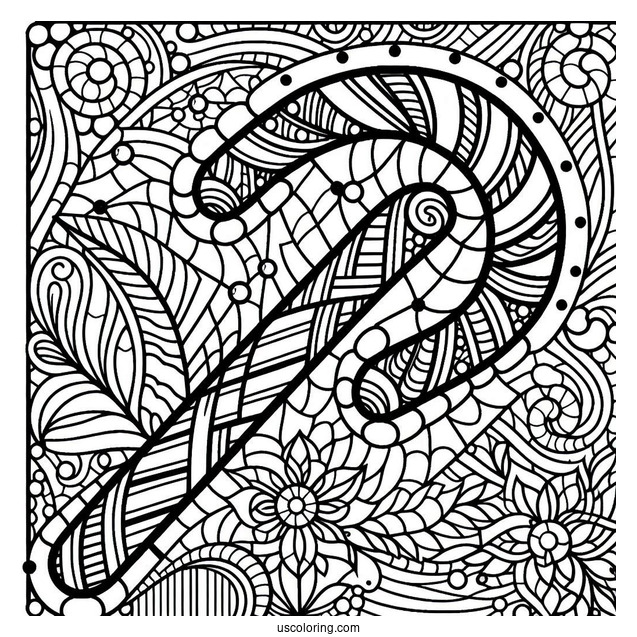 Intricate Candy Cane Coloring Page Stained Glass